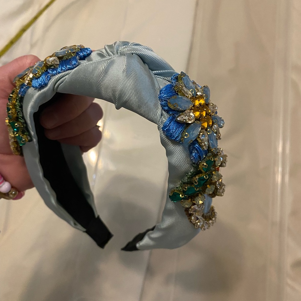 Embellished Blue and Gold Headband